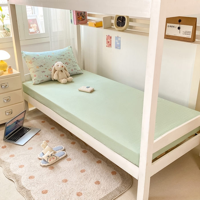 91家纺网 家纺一手货源 找家纺 芷凡家纺 2025新款水洗棉双层纱学生三件套四件套学生宿舍上下铺三件套 缤纷兔