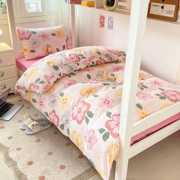 芷凡家纺 2025新款水洗棉双层纱学生三件套四件套学生宿舍上下铺三件套 叶语阑珊