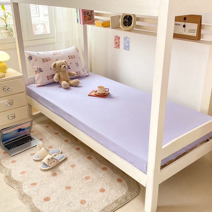 91家纺网 家纺一手货源 找家纺 芷凡家纺 2025新款水洗棉双层纱学生三件套四件套学生宿舍上下铺三件套 熊宝乐园