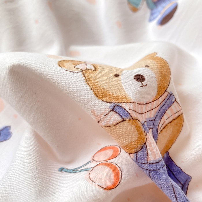 91家纺网 家纺一手货源 找家纺 芷凡家纺 2025新款水洗棉双层纱学生三件套四件套学生宿舍上下铺三件套 熊宝乐园