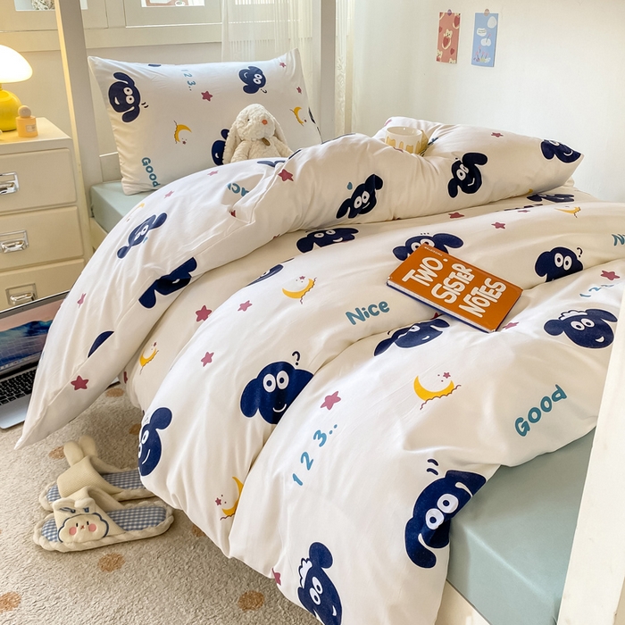 91家纺网 家纺一手货源 找家纺 芷凡家纺 2025新款水洗棉双层纱学生三件套四件套学生宿舍上下铺三件套 暖洋洋