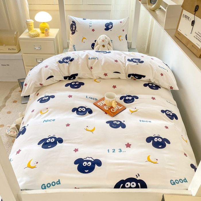 91家纺网 家纺一手货源 找家纺 芷凡家纺 2025新款水洗棉双层纱学生三件套四件套学生宿舍上下铺三件套 暖洋洋