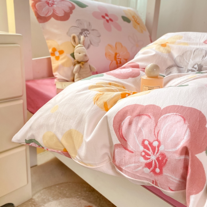 91家纺网 家纺一手货源 找家纺 芷凡家纺 2025新款水洗棉双层纱学生三件套四件套学生宿舍上下铺三件套 叶语阑珊