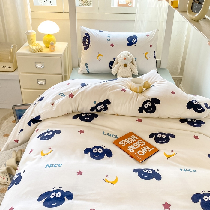 91家纺网 家纺一手货源 找家纺 芷凡家纺 2025新款水洗棉双层纱学生三件套四件套学生宿舍上下铺三件套 暖洋洋