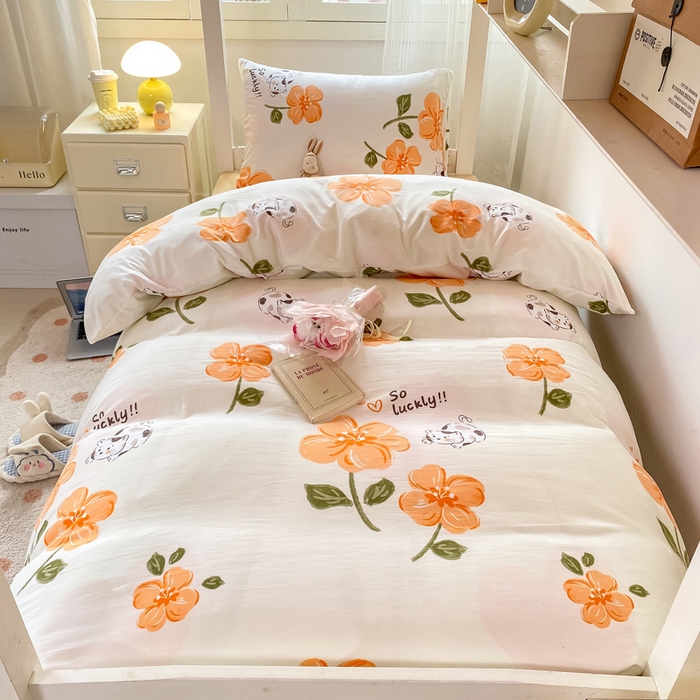 91家纺网 家纺一手货源 找家纺 （总）芷凡家纺 2025新款水洗棉双层纱学生三件套四件套学生宿舍上下铺三件套