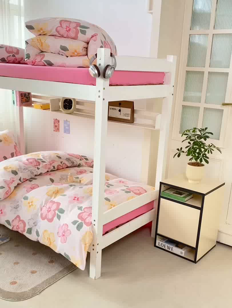 91家纺网 家纺一手货源 找家纺 芷凡家纺 2025新款水洗棉双层纱学生三件套四件套学生宿舍上下铺三件套 叶语阑珊