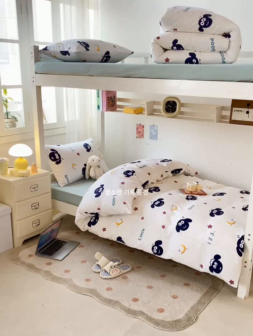 91家纺网 家纺一手货源 找家纺 芷凡家纺 2025新款水洗棉双层纱学生三件套四件套学生宿舍上下铺三件套 暖洋洋