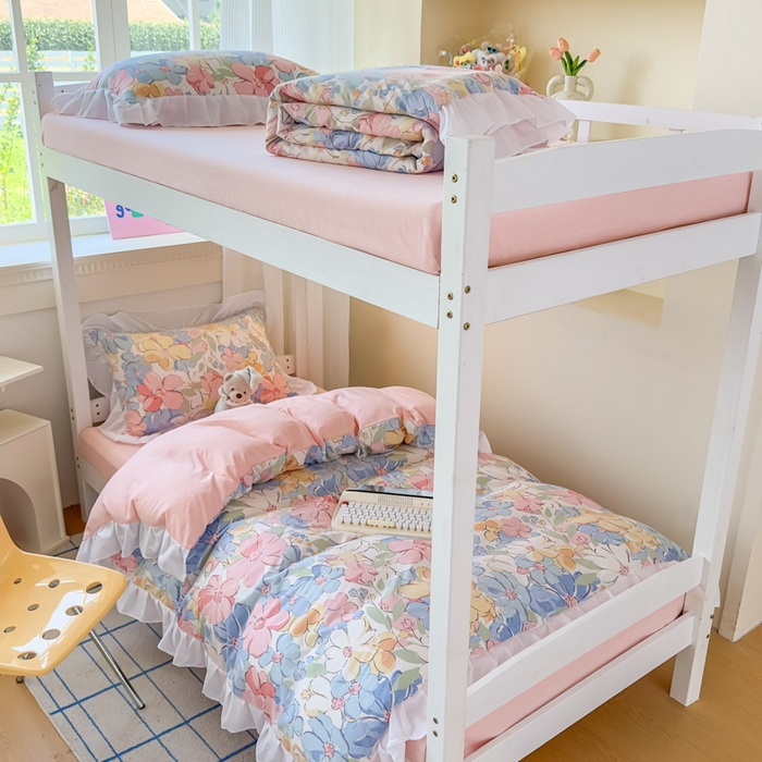 91家纺网 家纺一手货源 找家纺 （总）海岛哥哥 2025新款开学季云柔棉韩式ins减龄花边款卡通四件套-学生款花边款系列（可提供买家秀）