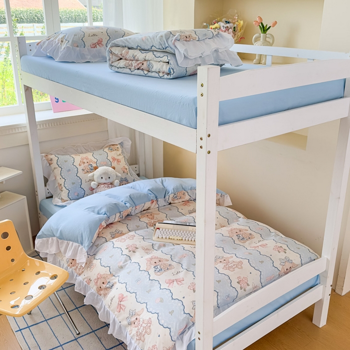 91家纺网 家纺一手货源 找家纺 （总）海岛哥哥 2025新款开学季云柔棉韩式ins减龄花边款卡通四件套-学生款花边款系列（可提供买家秀）