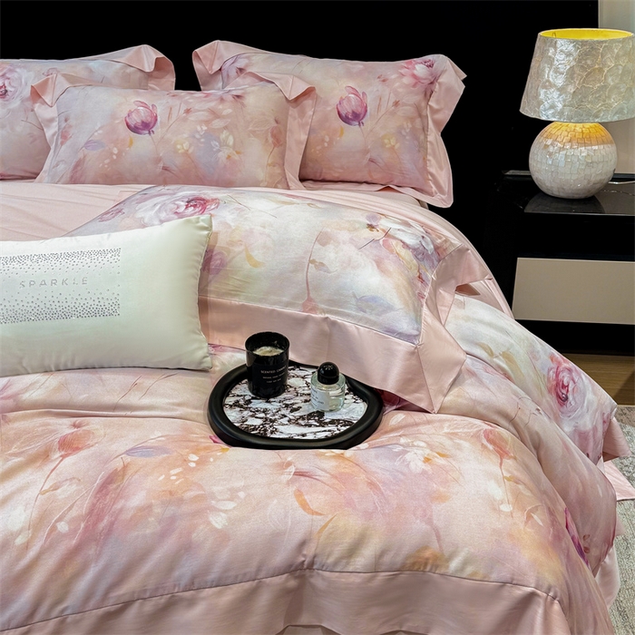 91家纺网 家纺一手货源 找家纺 （总）绒棉世家 2025新款80S贡缎长绒棉拼角工艺数码印花四件套