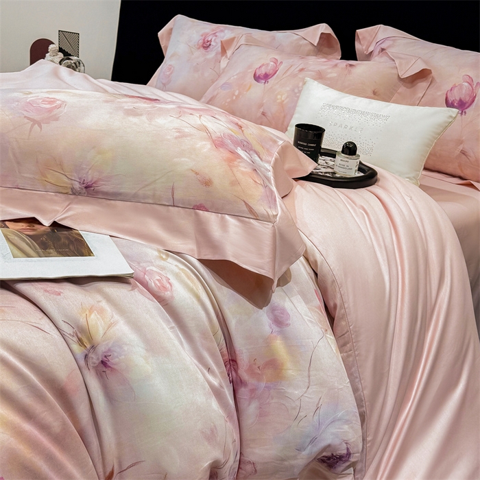 91家纺网 家纺一手货源 找家纺 （总）绒棉世家 2025新款80S贡缎长绒棉拼角工艺数码印花四件套