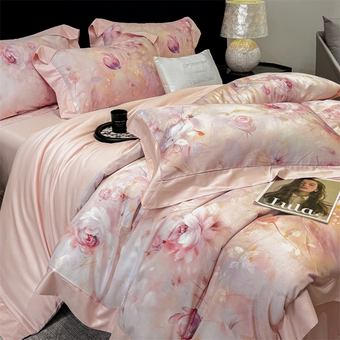 91家纺网 家纺一手货源 找家纺 （总）绒棉世家 2025新款80S贡缎长绒棉拼角工艺数码印花四件套