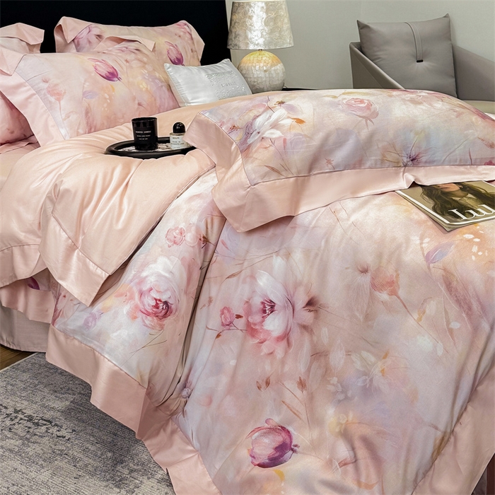 91家纺网 家纺一手货源 找家纺 （总）绒棉世家 2025新款80S贡缎长绒棉拼角工艺数码印花四件套