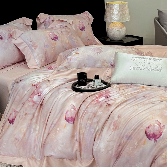 91家纺网 家纺一手货源 找家纺 （总）绒棉世家 2025新款80S贡缎长绒棉拼角工艺数码印花四件套