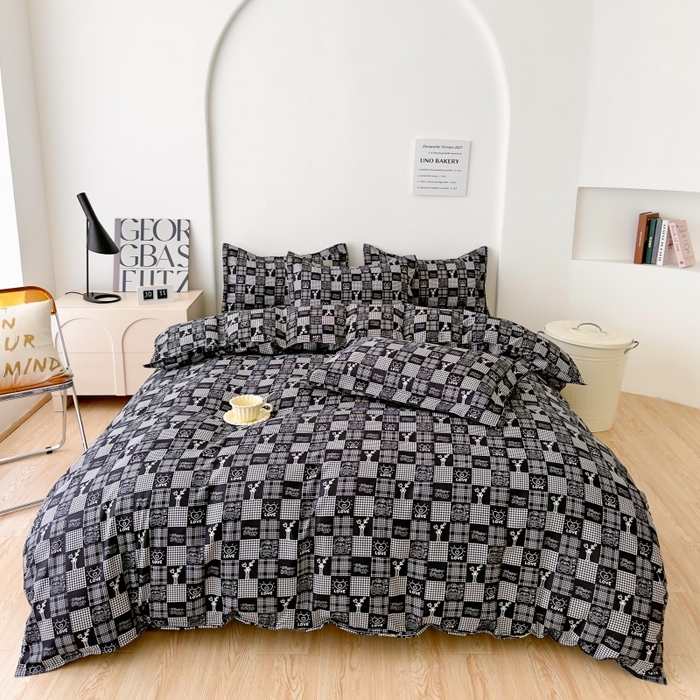 简冠家纺 2025直播爆款北欧风亲肤植物羊绒磨毛四件套 柏拉图