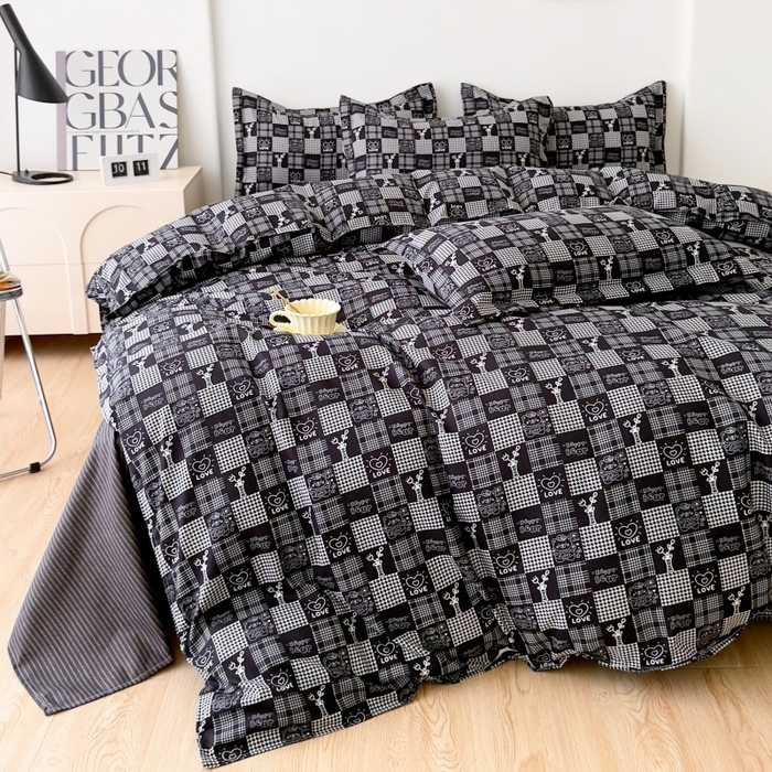 91家纺网 家纺一手货源 找家纺 简冠家纺 2025直播爆款北欧风亲肤植物羊绒磨毛四件套 柏拉图