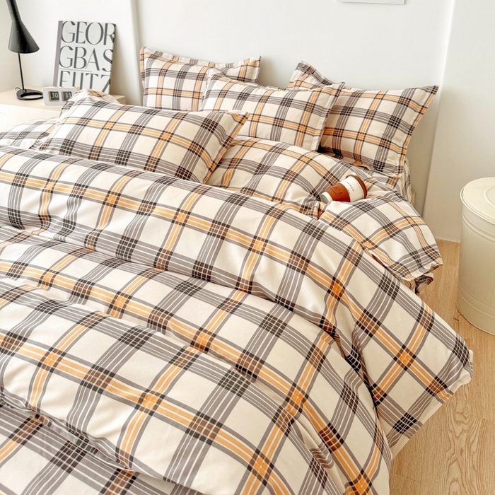 91家纺网 家纺一手货源 找家纺 简冠家纺 2025直播爆款北欧风亲肤植物羊绒磨毛四件套 半夏时光