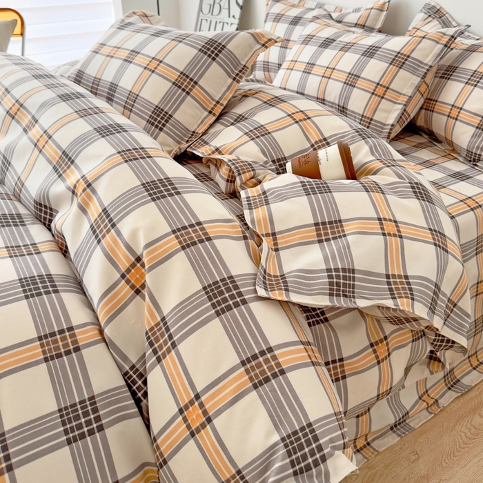 91家纺网 家纺一手货源 找家纺 简冠家纺 2025直播爆款北欧风亲肤植物羊绒磨毛四件套 半夏时光