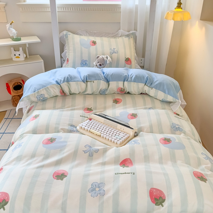 91家纺网 家纺一手货源 找家纺 海岛哥哥 2025新款开学季云柔棉韩式ins减龄花边款卡通四件套-学生款花边款系列（可提供买家秀） 花边款-恋恋日记