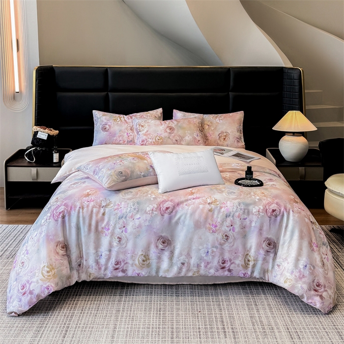 绒棉世家 2025新款60贡缎数码印花长绒棉全棉四件套 凡花