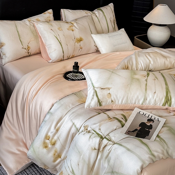 91家纺网 家纺一手货源 找家纺 绒棉世家 2025新款60贡缎数码印花长绒棉全棉四件套 墨染丹青