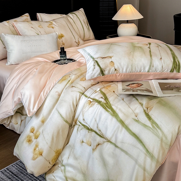 91家纺网 家纺一手货源 找家纺 绒棉世家 2025新款60贡缎数码印花长绒棉全棉四件套 墨染丹青