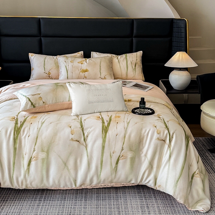 91家纺网 家纺一手货源 找家纺 绒棉世家 2025新款60贡缎数码印花长绒棉全棉四件套 墨染丹青