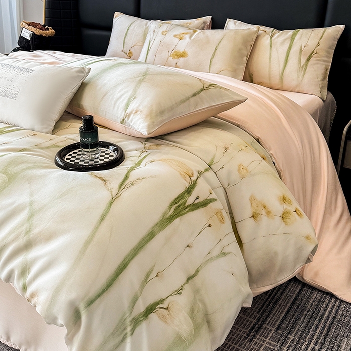 91家纺网 家纺一手货源 找家纺 绒棉世家 2025新款60贡缎数码印花长绒棉全棉四件套 墨染丹青