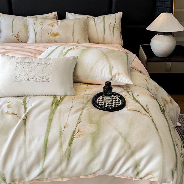 91家纺网 家纺一手货源 找家纺 绒棉世家 2025新款60贡缎数码印花长绒棉全棉四件套 墨染丹青