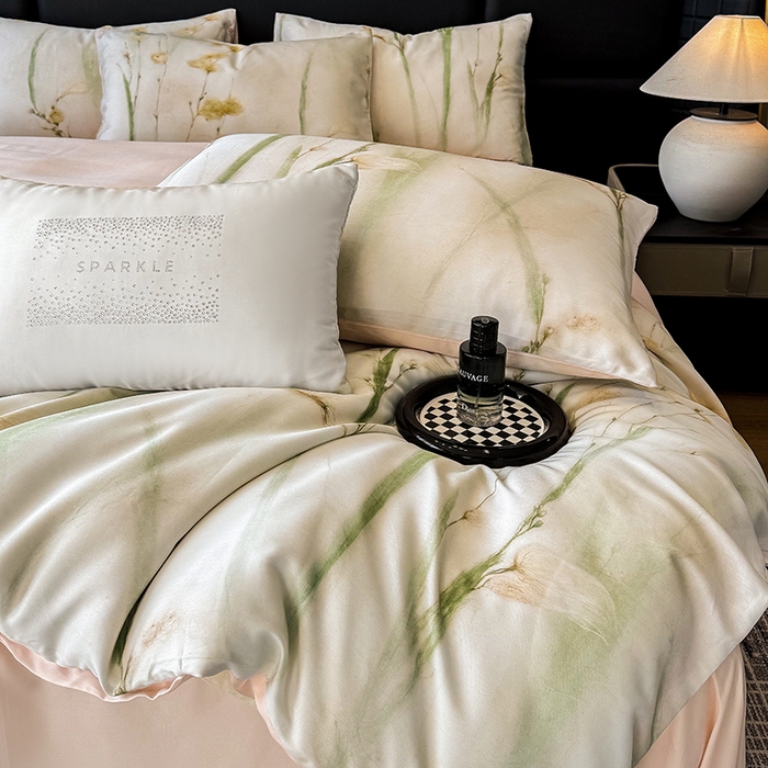 91家纺网 家纺一手货源 找家纺 绒棉世家 2025新款60贡缎数码印花长绒棉全棉四件套 墨染丹青