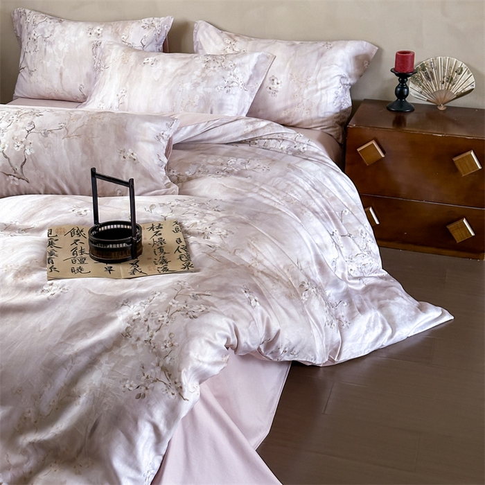 91家纺网 家纺一手货源 找家纺 绒棉世家 2025新款60贡缎数码印花长绒棉全棉四件套 倾城花恋