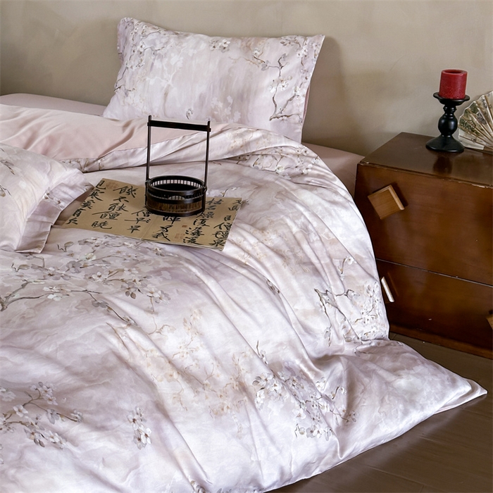 91家纺网 家纺一手货源 找家纺 绒棉世家 2025新款60贡缎数码印花长绒棉全棉四件套 倾城花恋