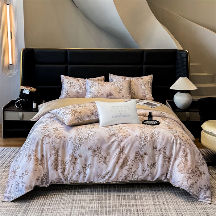 绒棉世家 2025新款60贡缎数码印花长绒棉全棉四件套 秀花