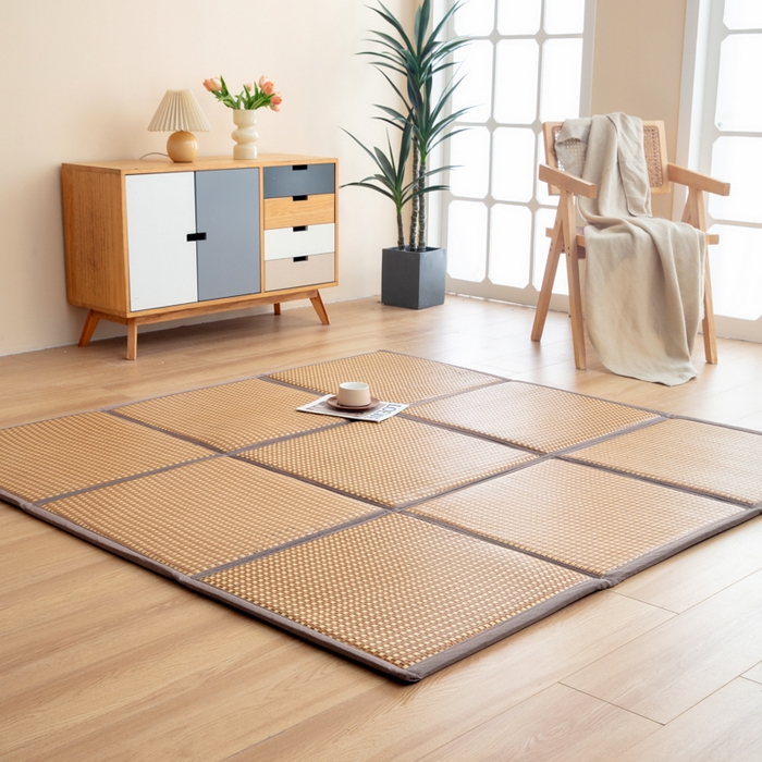 91家纺网 家纺一手货源 找家纺 北辰 2025新款席子凉席拼接地垫可折叠床垫床边垫打地铺神器 花样年华