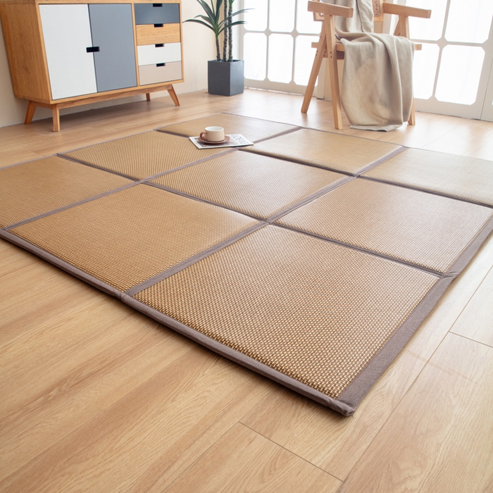 91家纺网 家纺一手货源 找家纺 北辰 2025新款席子凉席拼接地垫可折叠床垫床边垫打地铺神器 流金岁月