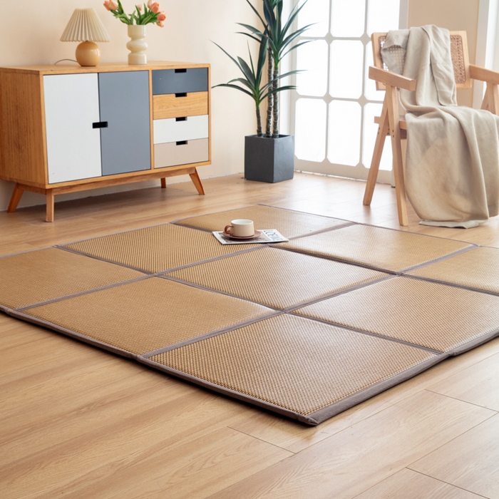 91家纺网 家纺一手货源 找家纺 北辰 2025新款席子凉席拼接地垫可折叠床垫床边垫打地铺神器 流金岁月