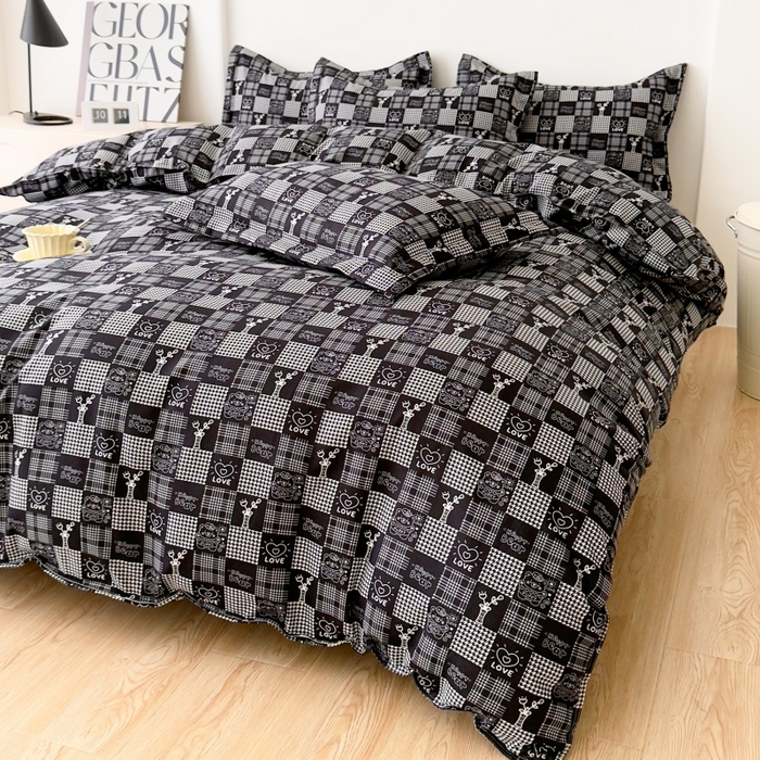 91家纺网 家纺一手货源 找家纺 简冠家纺 2025新款印花植物羊绒磨毛四件套 柏拉图