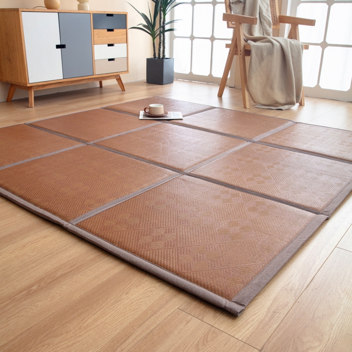 91家纺网 家纺一手货源 找家纺 北辰 2025新款席子凉席拼接地垫可折叠床垫床边垫打地铺神器 罗马格调