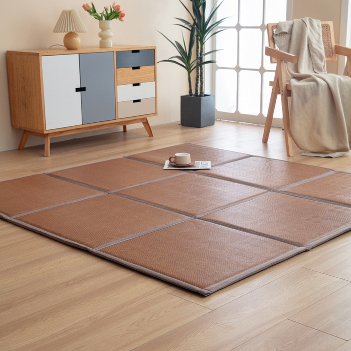 91家纺网 家纺一手货源 找家纺 北辰 2025新款席子凉席拼接地垫可折叠床垫床边垫打地铺神器 罗马格调