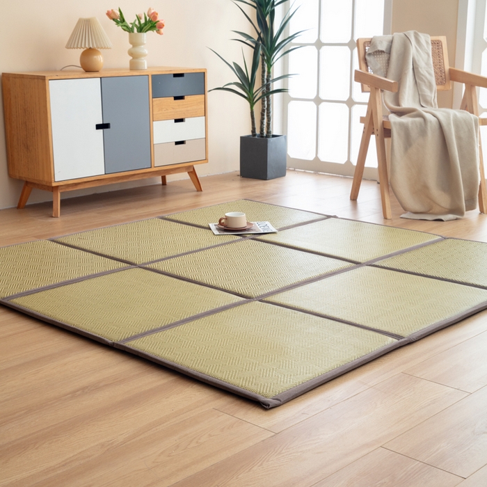 91家纺网 家纺一手货源 找家纺 北辰 2025新款席子凉席拼接地垫可折叠床垫床边垫打地铺神器 绿饼干