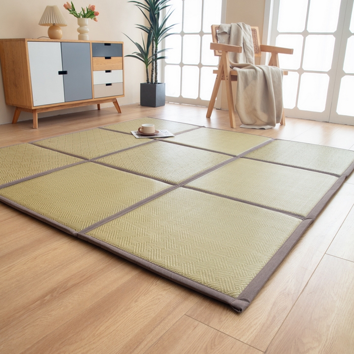 91家纺网 家纺一手货源 找家纺 北辰 2025新款席子凉席拼接地垫可折叠床垫床边垫打地铺神器 绿饼干