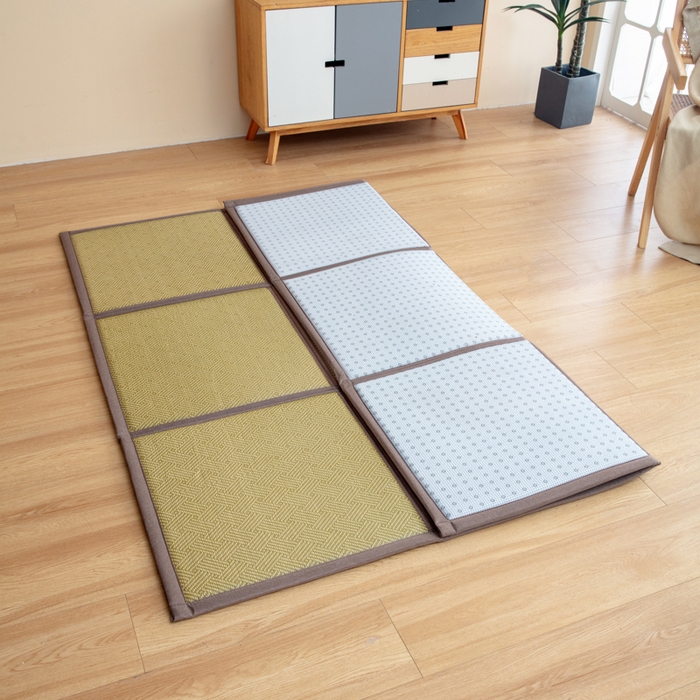 91家纺网 家纺一手货源 找家纺 北辰 2025新款席子凉席拼接地垫可折叠床垫床边垫打地铺神器 绿饼干