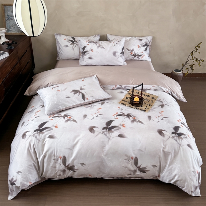 91家纺网 家纺一手货源 找家纺 绒棉世家 2025新款60贡缎数码印花长绒棉全棉四件套 沐颜