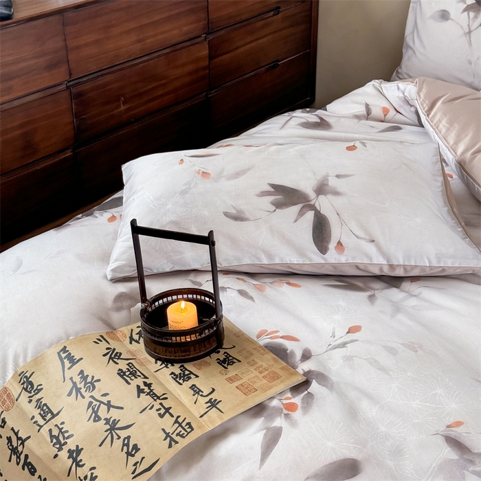 91家纺网 家纺一手货源 找家纺 绒棉世家 2025新款60贡缎数码印花长绒棉全棉四件套 沐颜