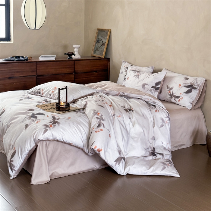 91家纺网 家纺一手货源 找家纺 绒棉世家 2025新款60贡缎数码印花长绒棉全棉四件套 沐颜