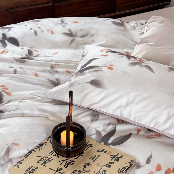 91家纺网 家纺一手货源 找家纺 绒棉世家 2025新款60贡缎数码印花长绒棉全棉四件套 沐颜