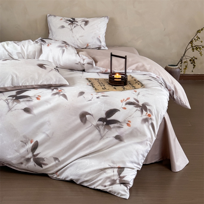 91家纺网 家纺一手货源 找家纺 绒棉世家 2025新款60贡缎数码印花长绒棉全棉四件套 沐颜