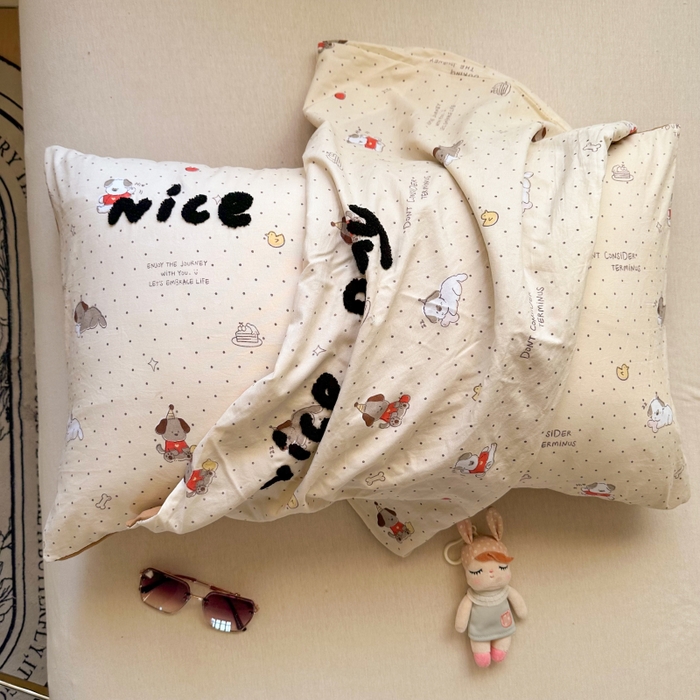 91家纺网 家纺一手货源 找家纺 （总）百寐 2025年学生季宿舍枕套毛巾绣非纯棉枕芯保护防尘套48*74cm