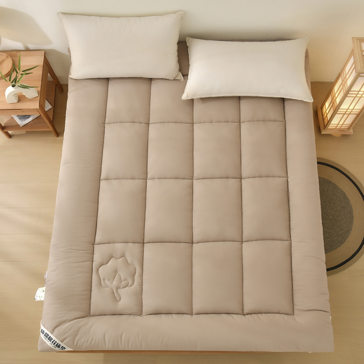 91家纺网 家纺一手货源 找家纺 初相识被业 2025新款新疆棉花床垫学生宿舍床褥子垫被软垫棉花垫子 咖色