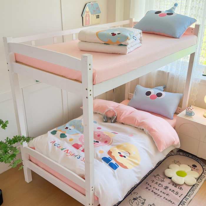 91家纺网 家纺一手货源 找家纺 海岛哥哥 2025新款开学季亲肤舒适超柔云朵棉四件套-学生款大耳朵系列 大耳朵-甜甜圈